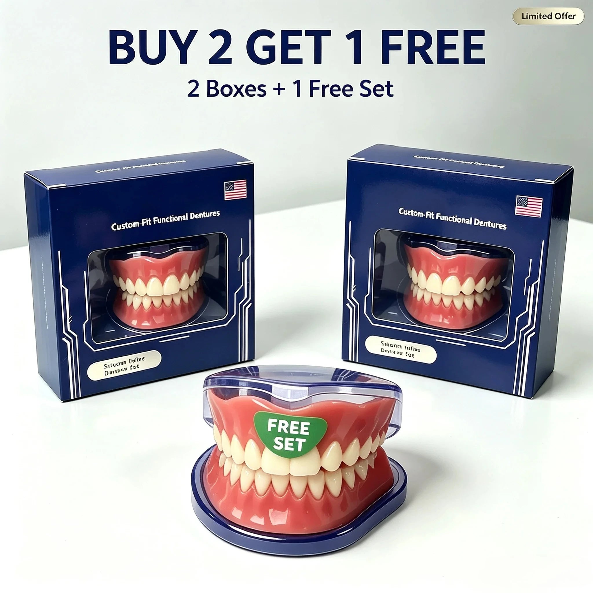 Silicone Denture Set Adjustable Custom Fit Oral Care - 13