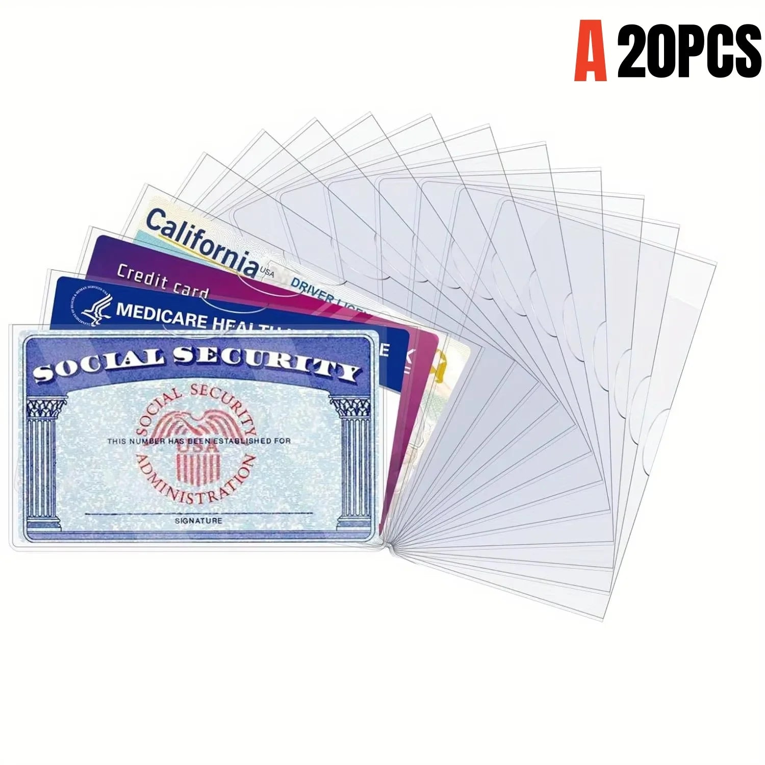 Clear PVC Card Protector Sleeves Waterproof ID and Credit Card Covers - 12