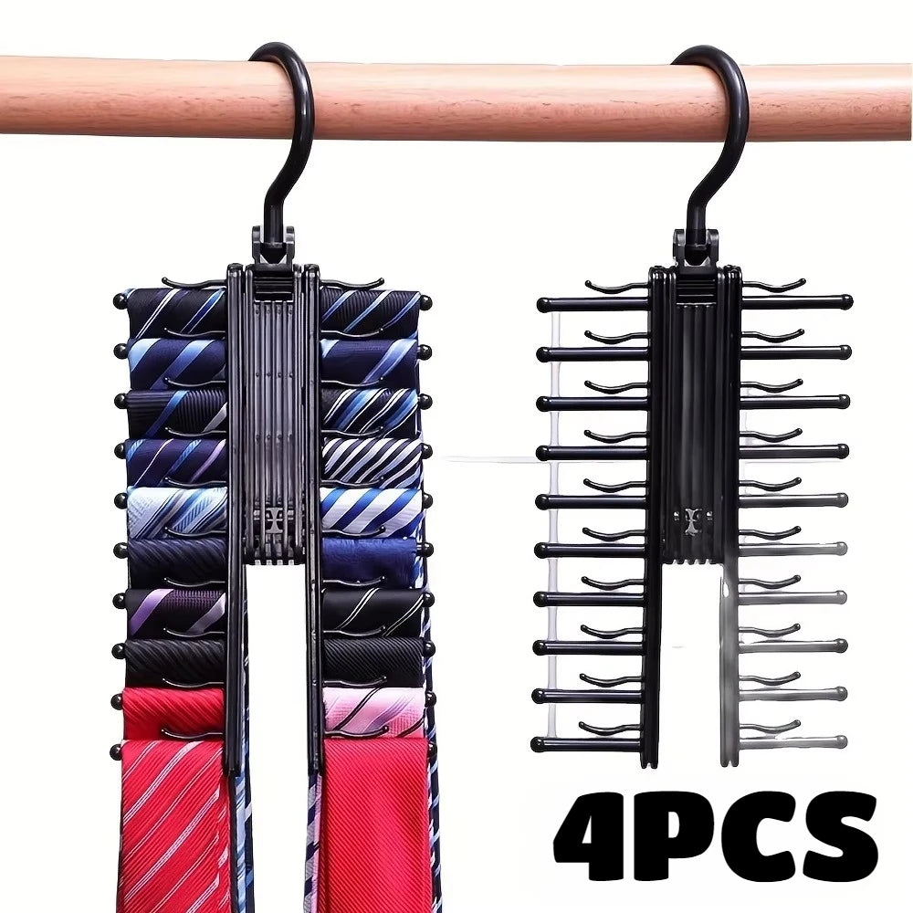 2PCS Rotating Tie Hanger Adjustable Belt Scarf Storage Rack Organizer - 1