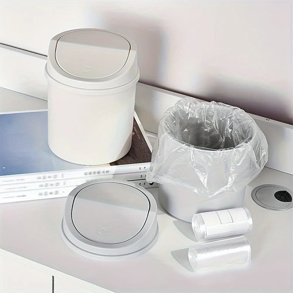 Mini Desktop Trash Can with Lid Small Waste Bin for Office and Home - 10