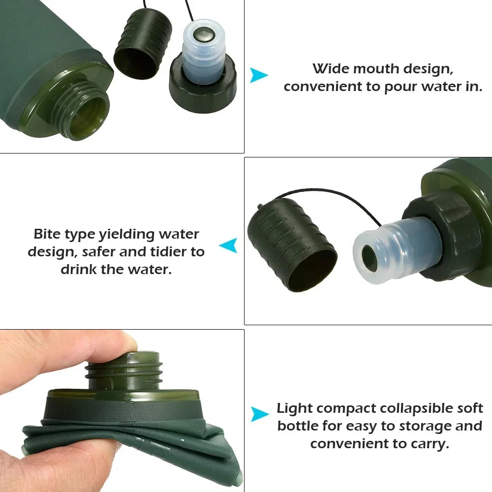 Foldable Soft Flask Water Bottle TPU Hydration Pack for Running Hiking - 14