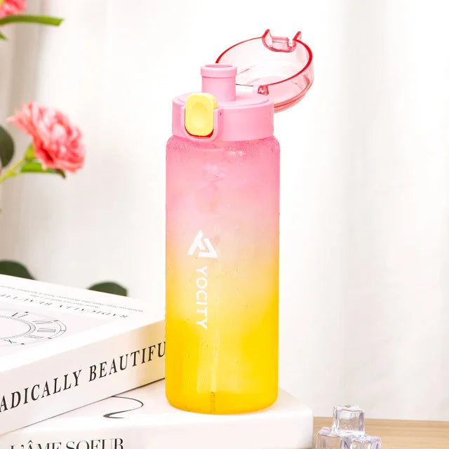 750ml Frosted Gradient Water Bottle Portable Sports Gym Drink Cup - 11
