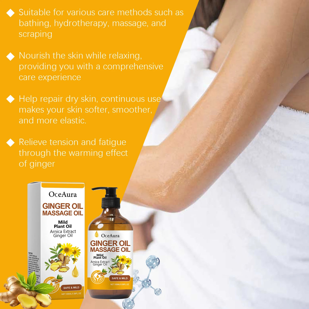 Ginger Massage Oil Body Relaxing Essential Oil