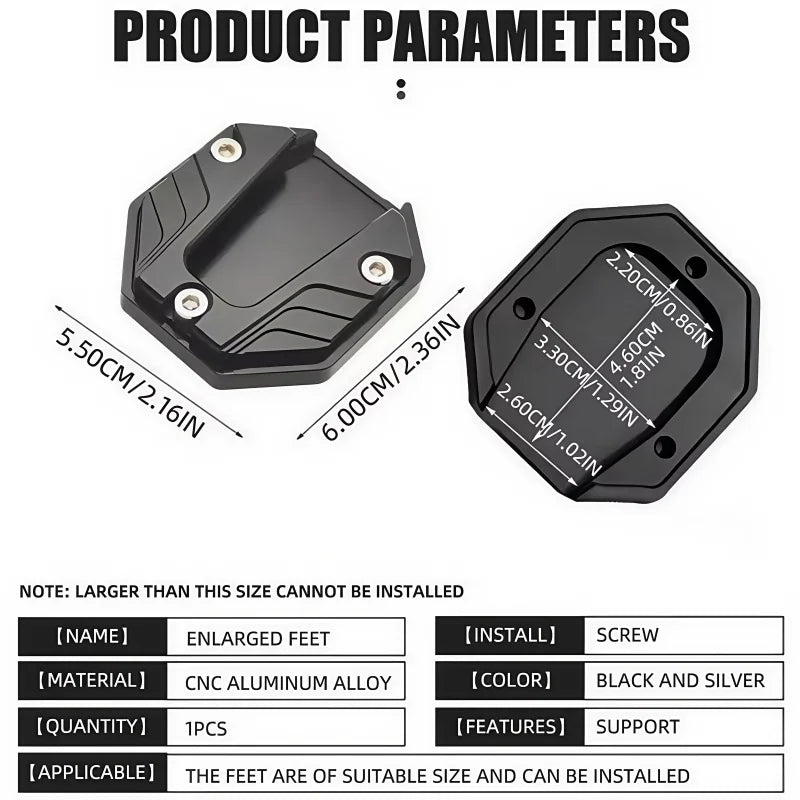Motorcycle Kickstand Extender Side Stand Extension Pad Support Plate - 5