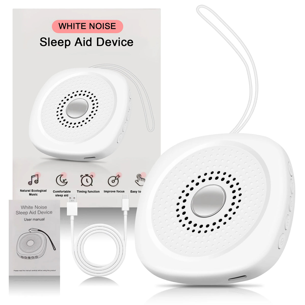 Portable White Noise Sound Machine Sleep Aid Device for Baby