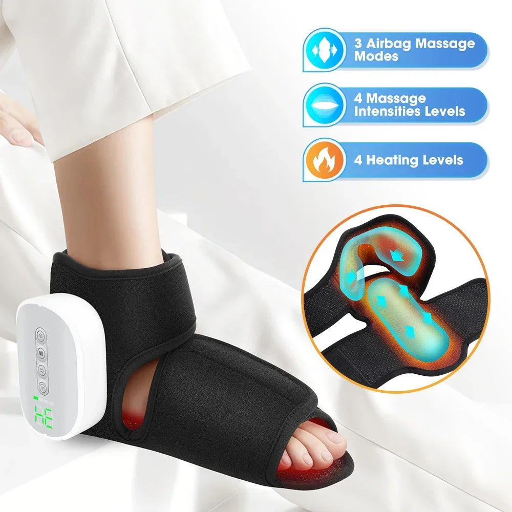 Electric Heated Foot And Ankle Massager Vibration Wrap Support Brace