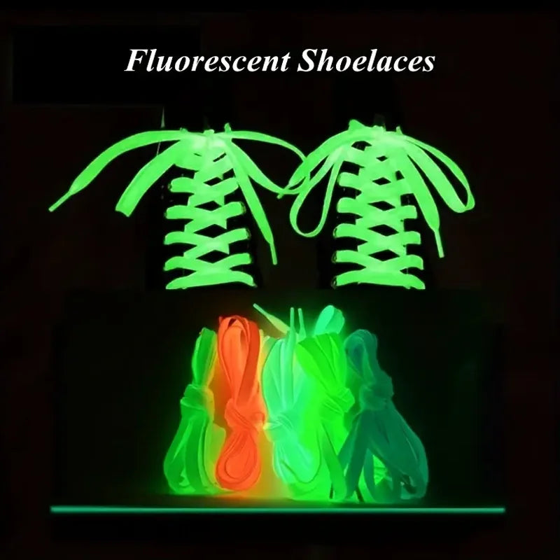 Glow in the Dark Flat Shoelaces Luminous Reflective Sneaker Strings - 4