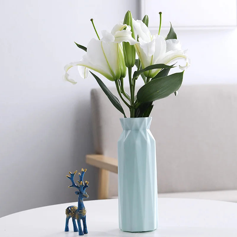 Modern Nordic Wave Plastic Vase Decorative Flower Pot Table Ornament - 9