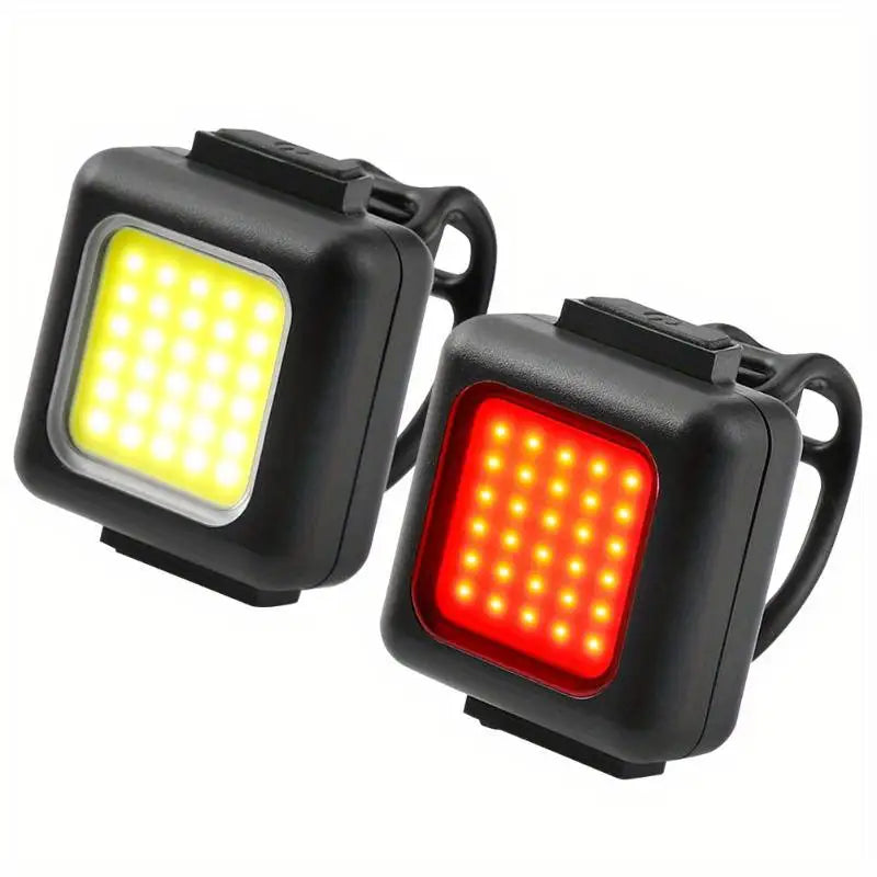 2 Pack LED Bike Light Set Rechargeable Bicycle Tail Light Flashlight - 15