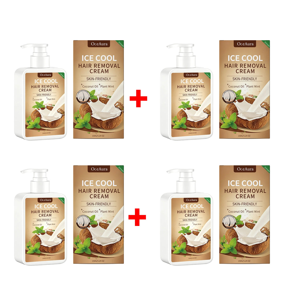 Ice Cool Hair Removal Cream Coconut Oil Painless Depilatory Cream