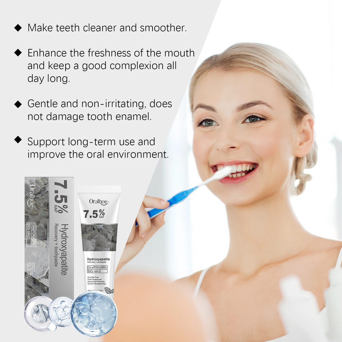 Oralhoe 7.5% Hydroxyapatite Toothpaste Enamel Repair