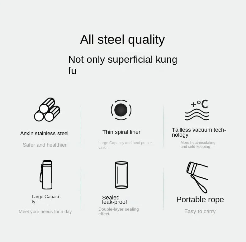 1L Stainless Steel Thermal Water Bottle Vacuum Insulated Travel Flask - 8