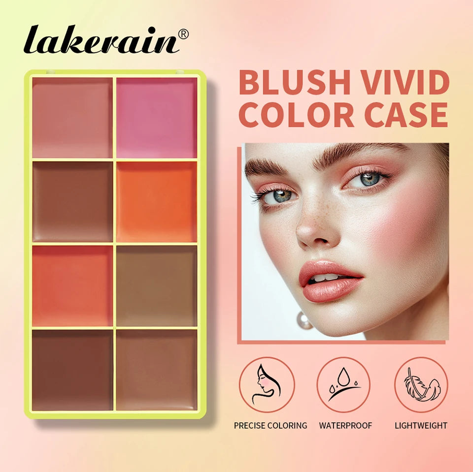 8-Color Blusher Cream Palette Face Blush and Contour Makeup