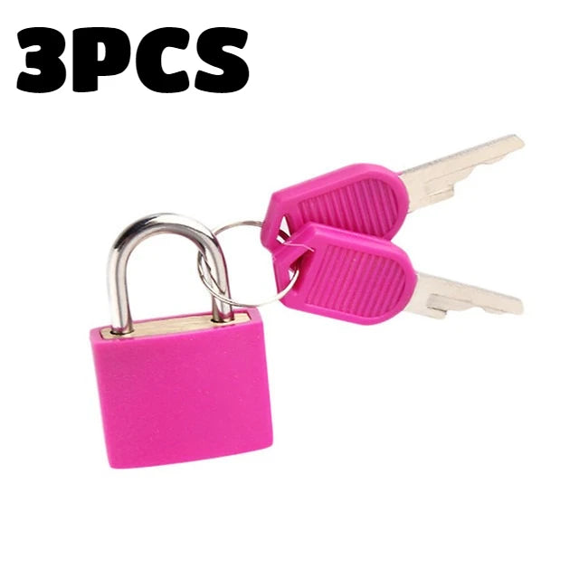 6pc Small Padlock Set with Keys Portable Travel Suitcase Diary Lock - 19
