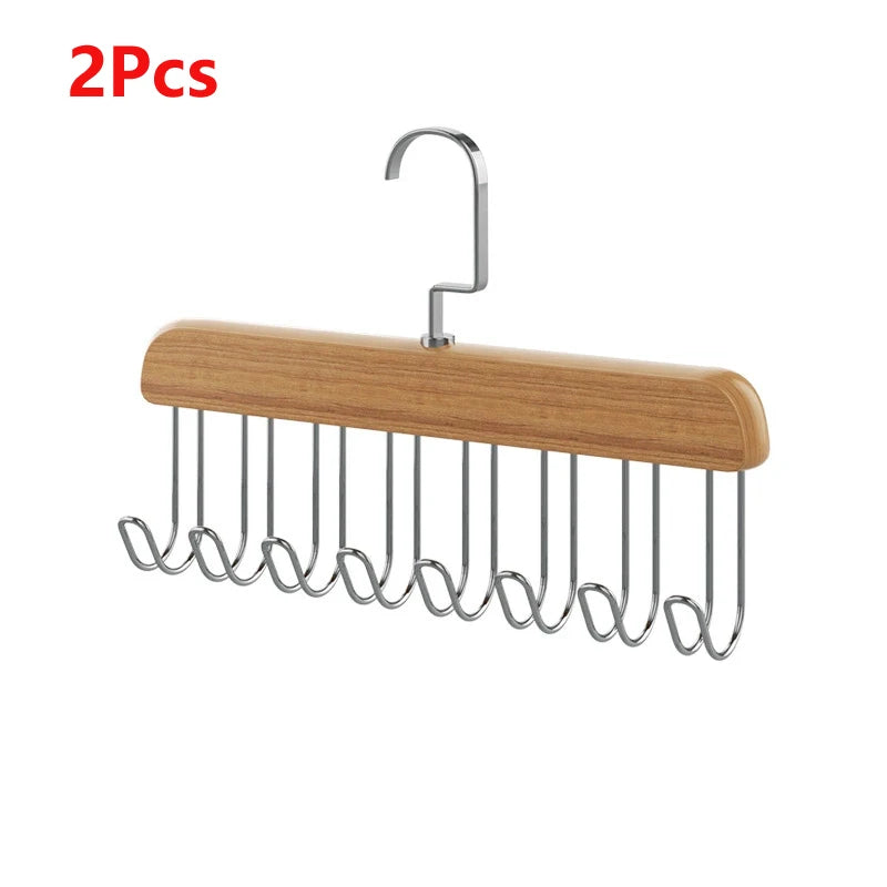 8 Hook Wooden Closet Organizer Rack for Belts Ties and Accessories - 18