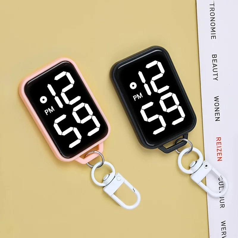LED Digital Keychain Watch Portable Electronic Pendant Clock
