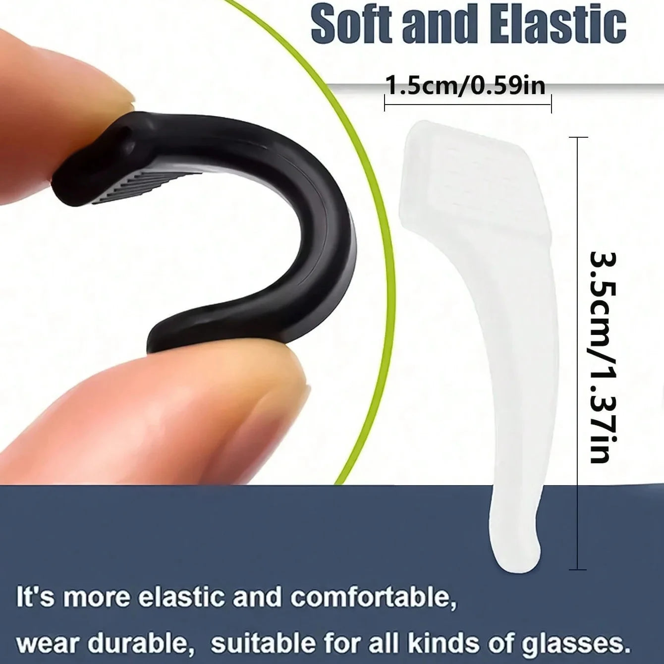 20Pcs Silicone Eyeglass Ear Grips Anti-Slip Glasses Temple Tip Holders - 2