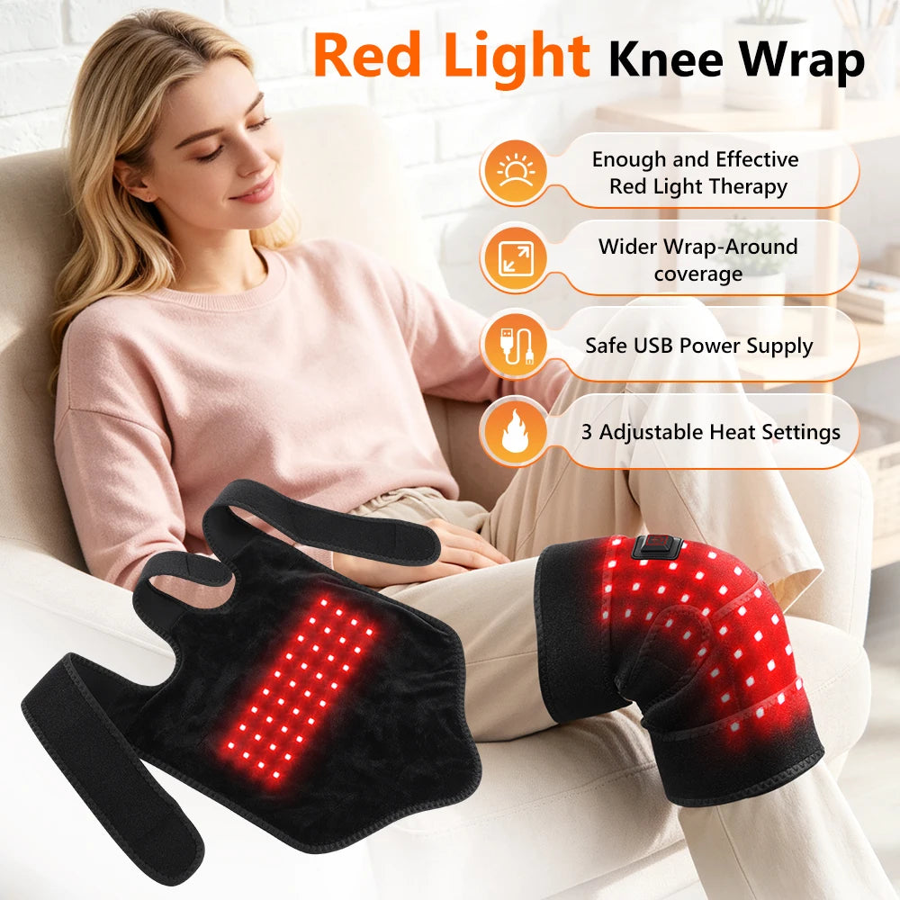 Red Light Knee Wrap Heated Brace USB Electric Pad
