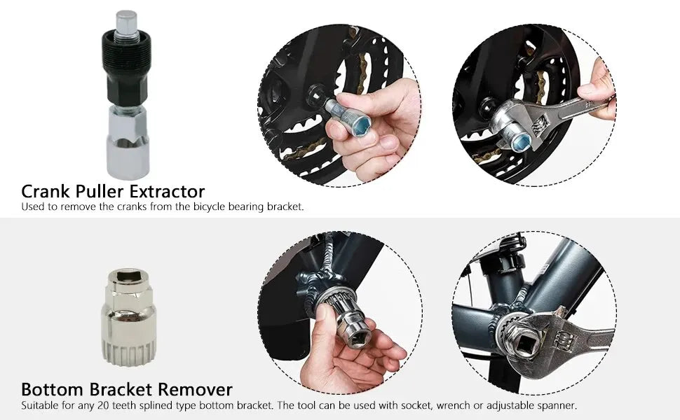 6 Pcs Bicycle Repair Tool Kit MTB Cassette Remover and Chain Breaker Set - 9