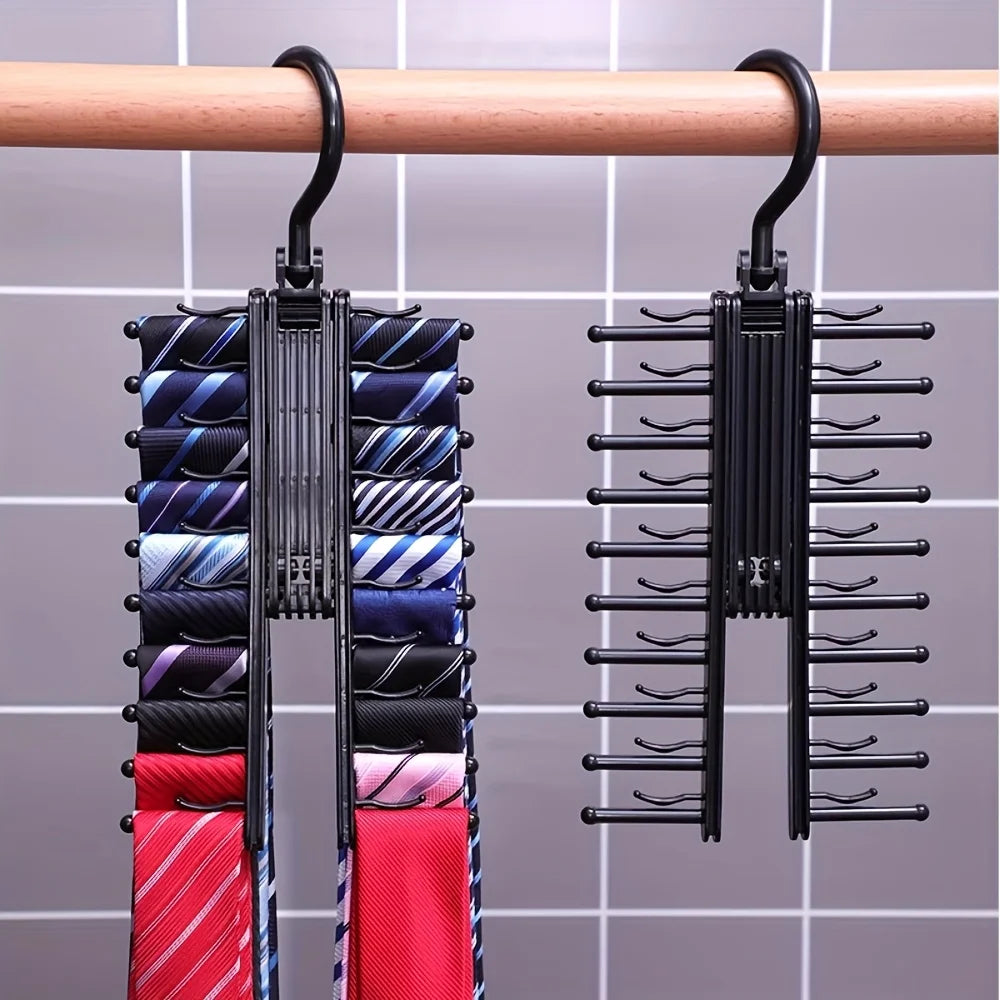 2PCS Rotating Tie Hanger Adjustable Belt Scarf Storage Rack Organizer - 9
