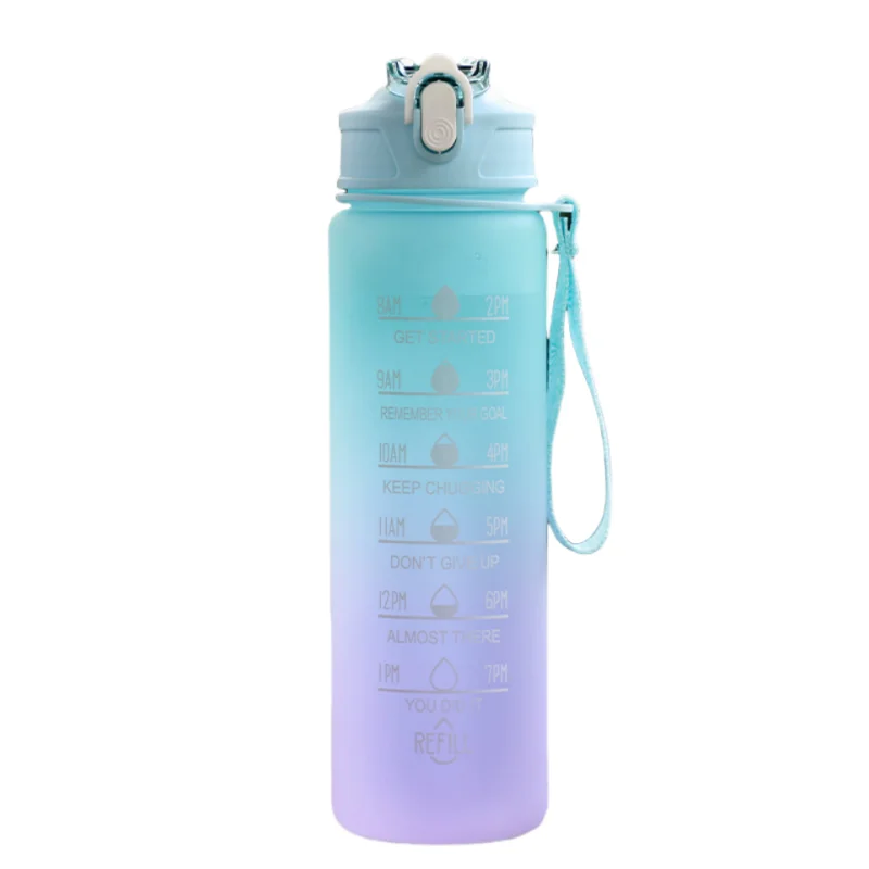 Motivational Sports Water Bottle with Time Marker and Leak Proof Straw - 28