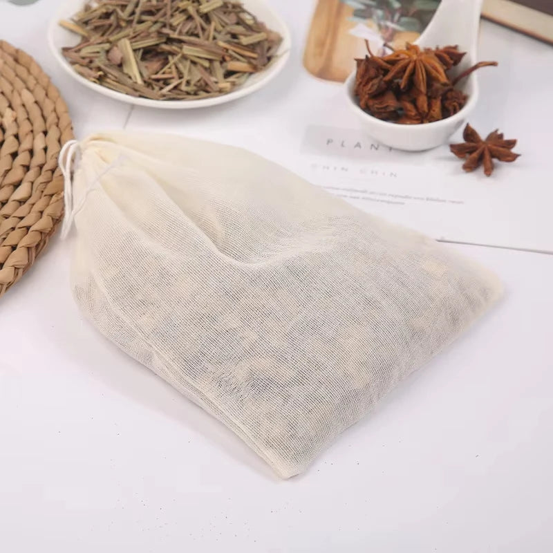 Reusable Cotton Food Filter Bag Herbal Spice Strainer Mesh Nut Milk Bag