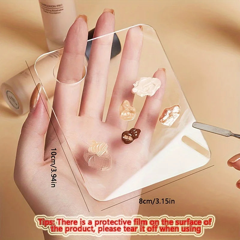 Acrylic Makeup Palette and Spatula Set for Foundation Blending