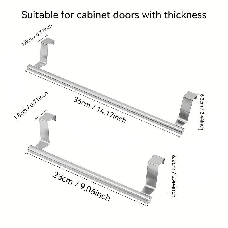 Over Cabinet Towel Rack Stainless Steel Bathroom Kitchen Storage Hanger - 6