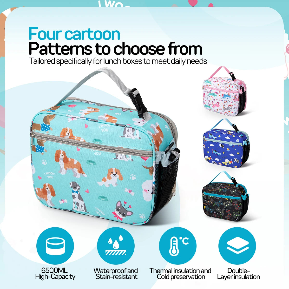 Insulated Lunch Bag Cute Floral Print Bento Box Thermal Cooler Tote - 15