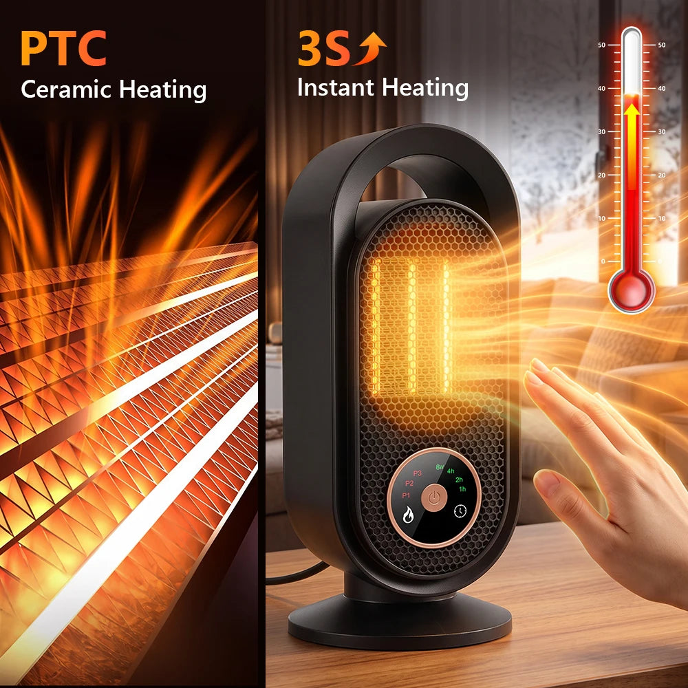 Portable Electric Space Heater Ceramic Fast Heating Fan - 3