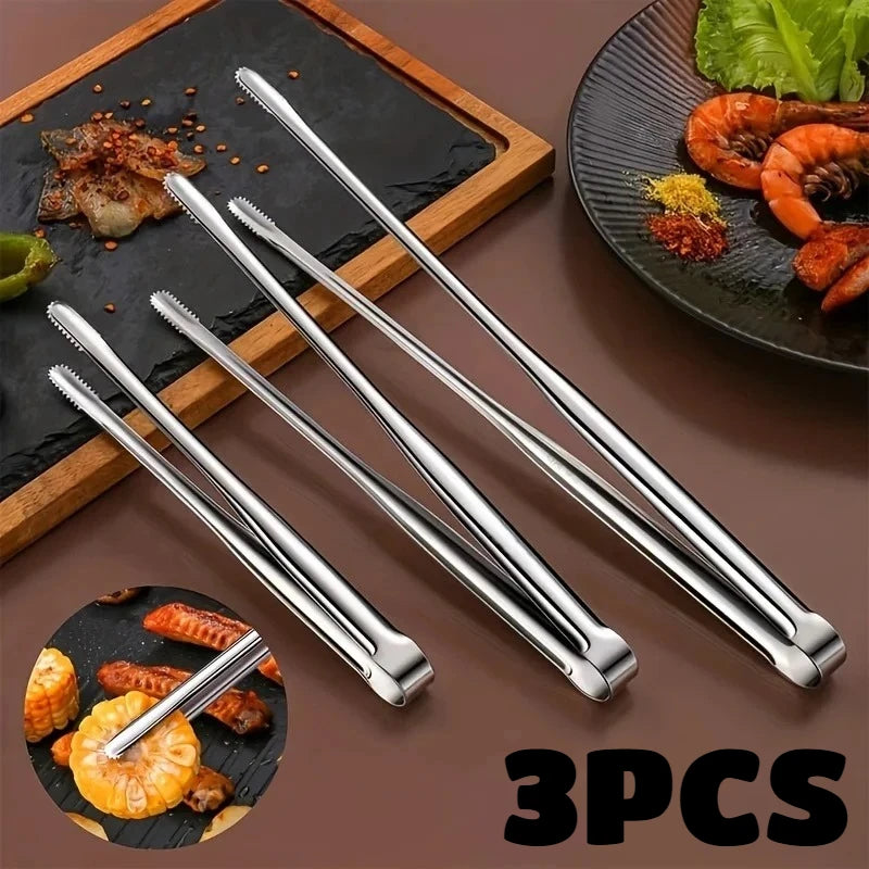 Stainless Steel Kitchen Tongs BBQ Grill Food Spatula Set 3 Piece