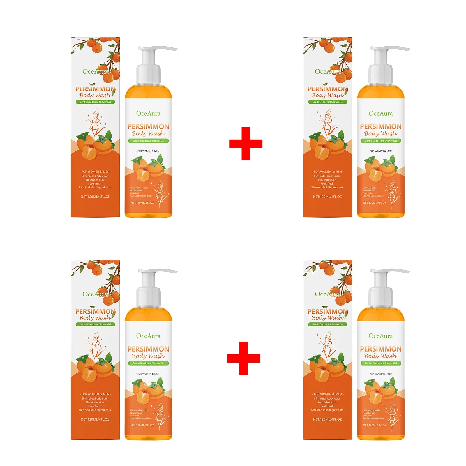 Persimmon Body Wash Exfoliating Oil Control Shower Gel Odor Remover - 13