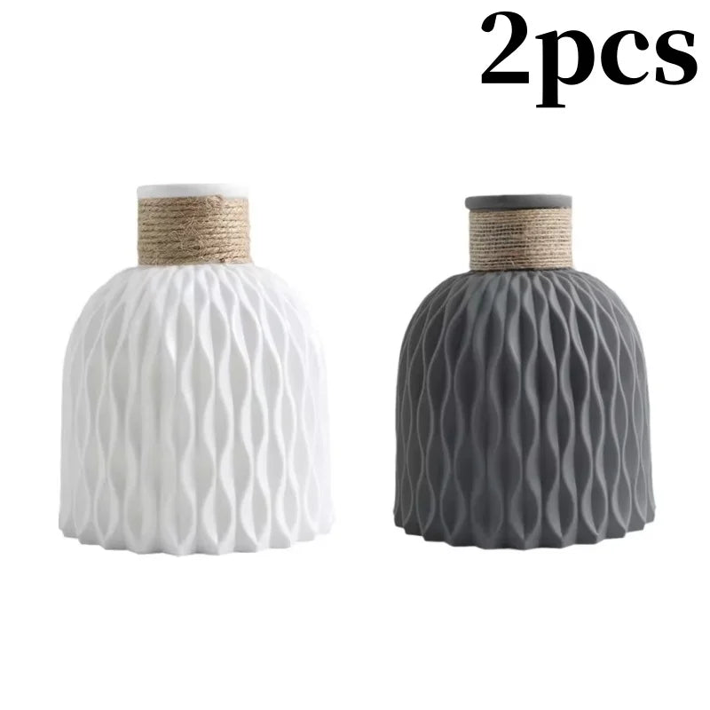 Modern Nordic Rope Plastic Flower Vase Decorative Desktop Ornament