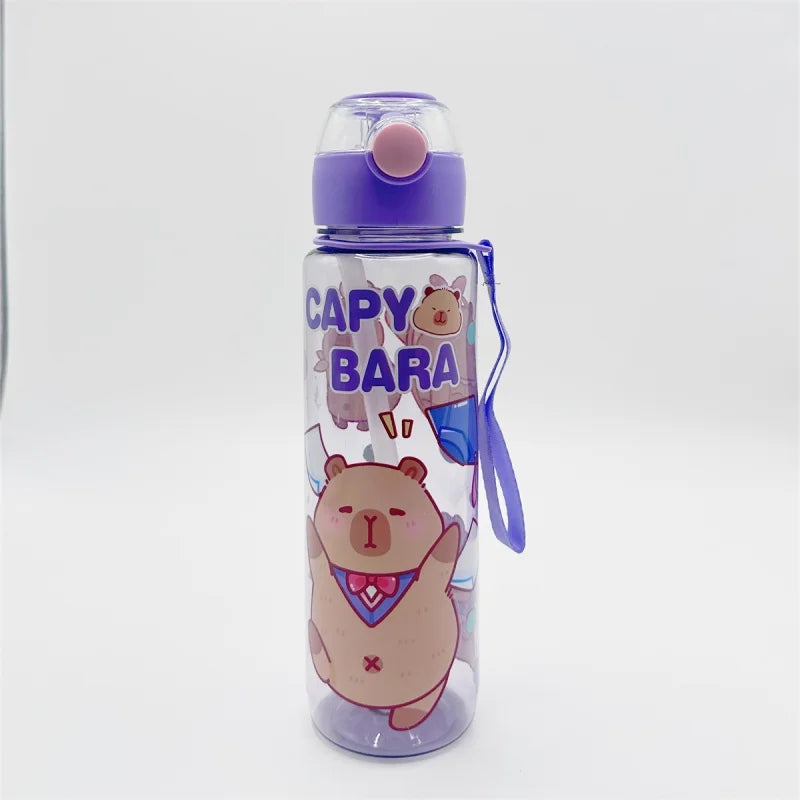 700ml Capybara Water Bottle Leak Proof Sports Cup with Straw and Strap