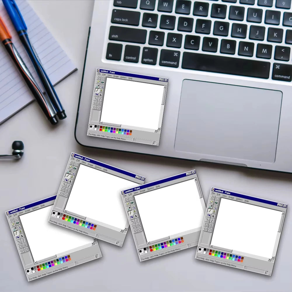 Retro Computer Sticky Notes Vintage Desktop Paint Memo Pad for Office