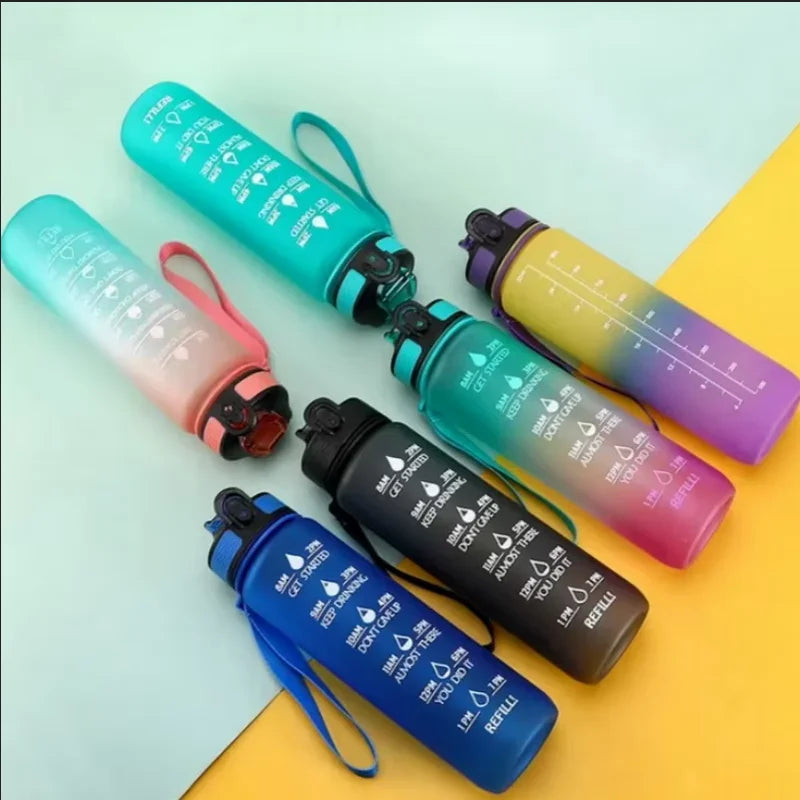 1000ml Motivational Water Bottle with Time Marker and Straw Leak Proof - 3