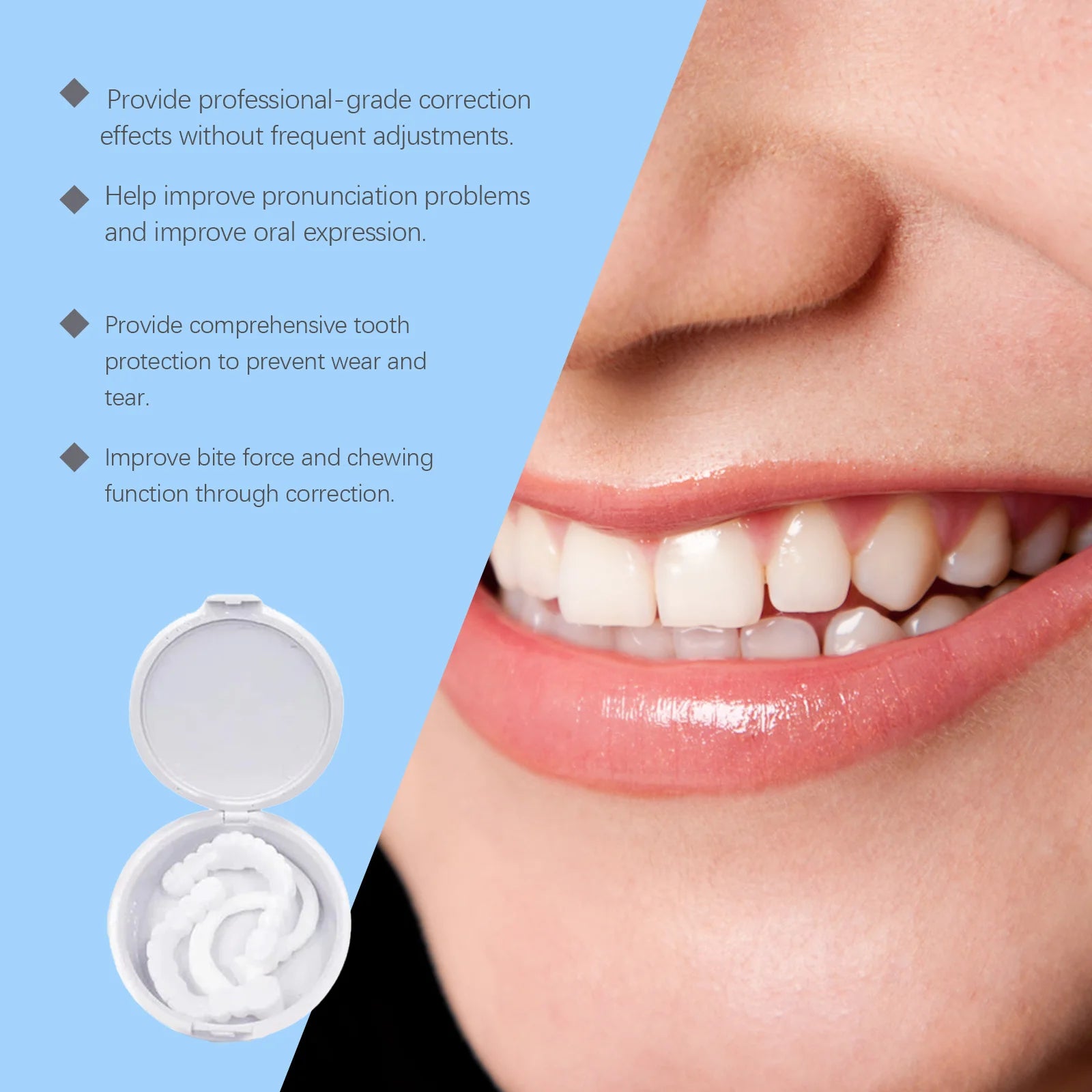 Adjustable Snap On Dentures Smile Makeover Fake Teeth Veneers - 6