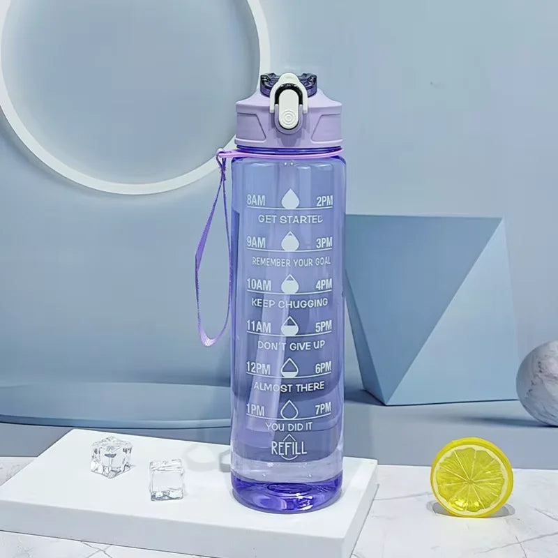 900ml Motivational Sports Water Bottle with Time Marker and Straw - 10