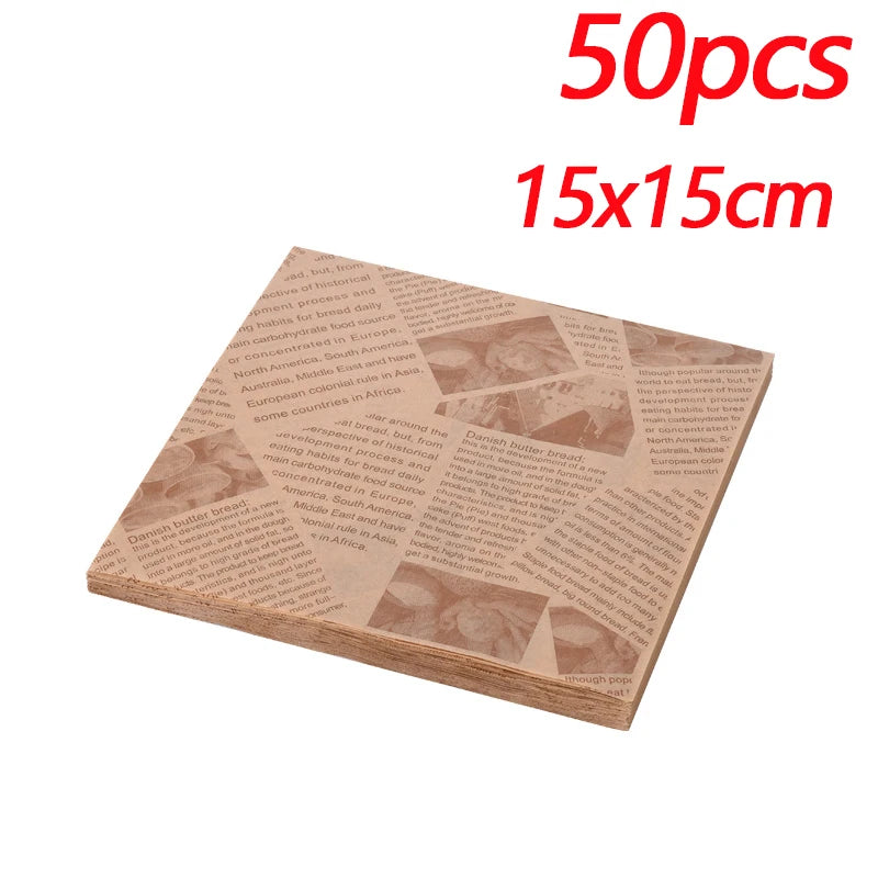50pcs Greaseproof Food Wrapping Paper for Burgers Sandwiches and Fries - 16