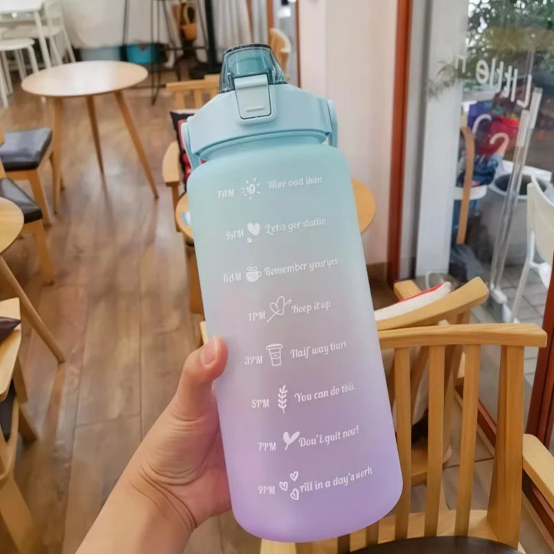 2L Motivational Water Bottle with Straw Leak Proof Sport Fitness Jug - 4