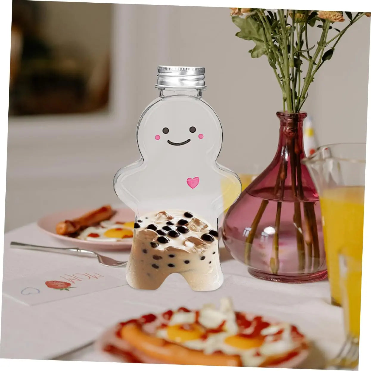 Christmas Gingerbread Man Water Bottle Portable Milk Tea Jar 2 4 Pack - 11