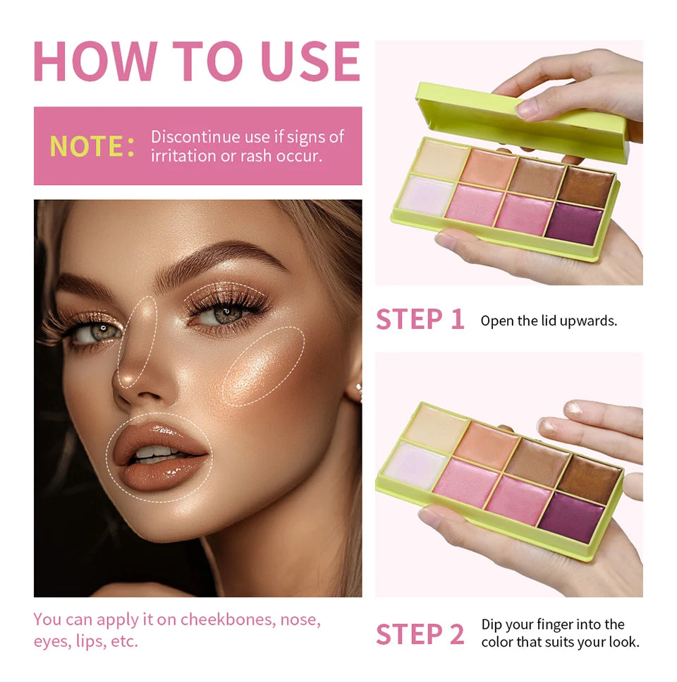 Cream Highlighter Palette Blush and Contouring Makeup Kit