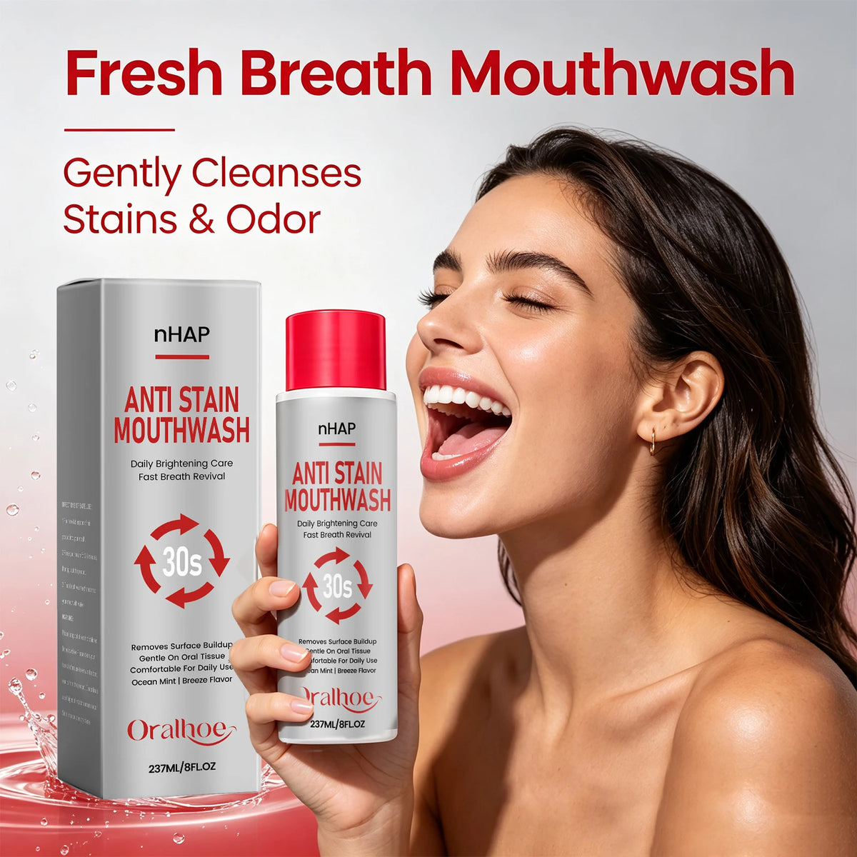 Anti Stain Alcohol Free Mouthwash Teeth Whitening Fresh Breath Care