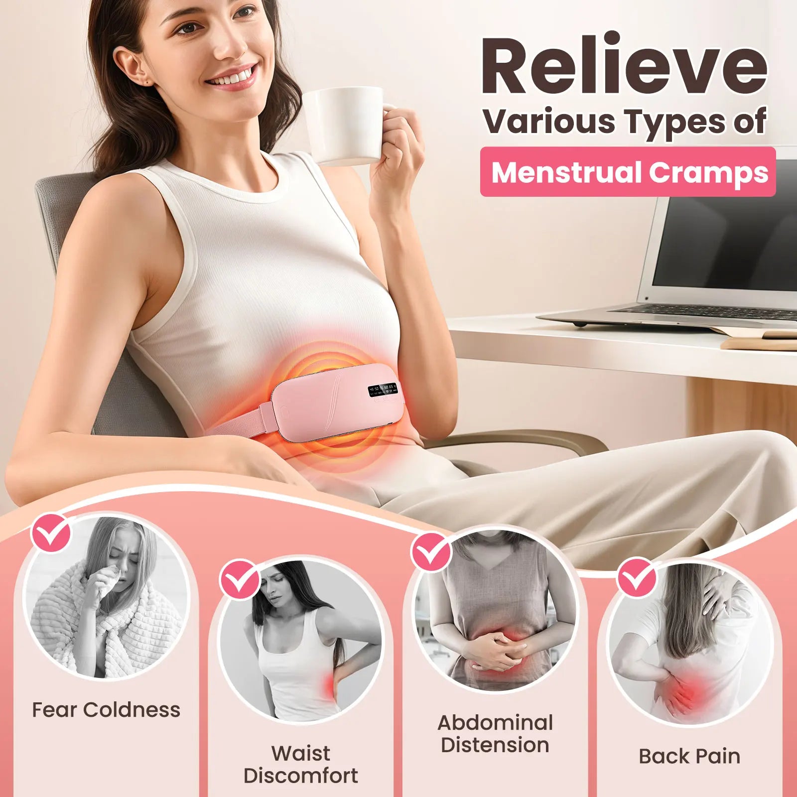 Cordless Menstrual Heating Pad Portable Abdominal Warmer Belt - 17