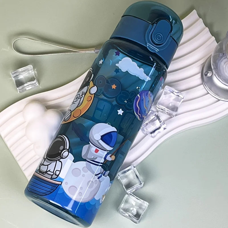 780ml Cartoon Astronaut Sports Water Bottle with Sealed Lid and Strap - 10