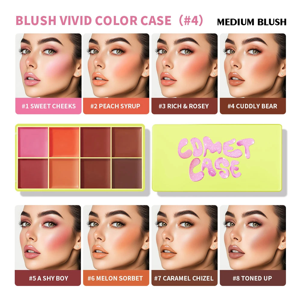 8-Color Blusher Cream Palette Face Blush and Contour Makeup