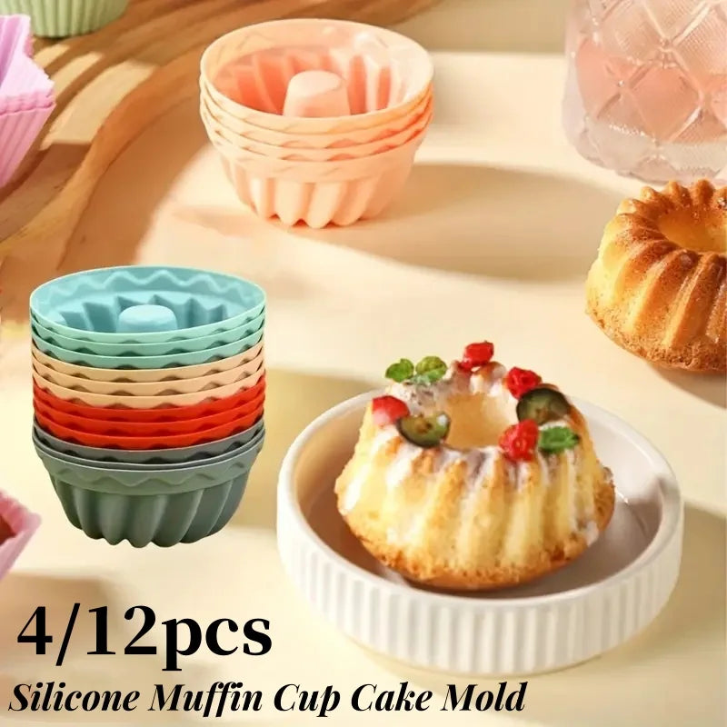 Silicone Mini Cake Molds Nonstick Muffin Cupcake Baking Cups 12 Pack - 8