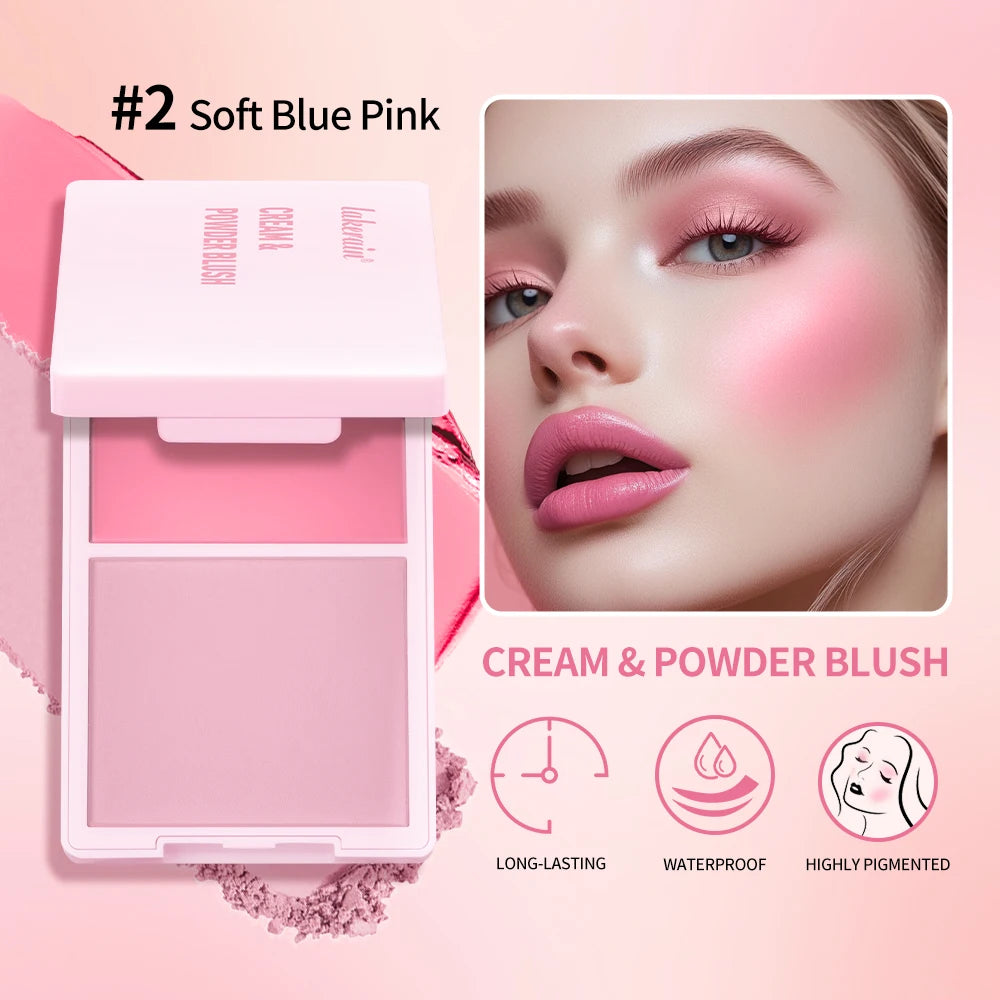 Lakerain 2 in 1 Cream and Powder Blush Makeup Palette
