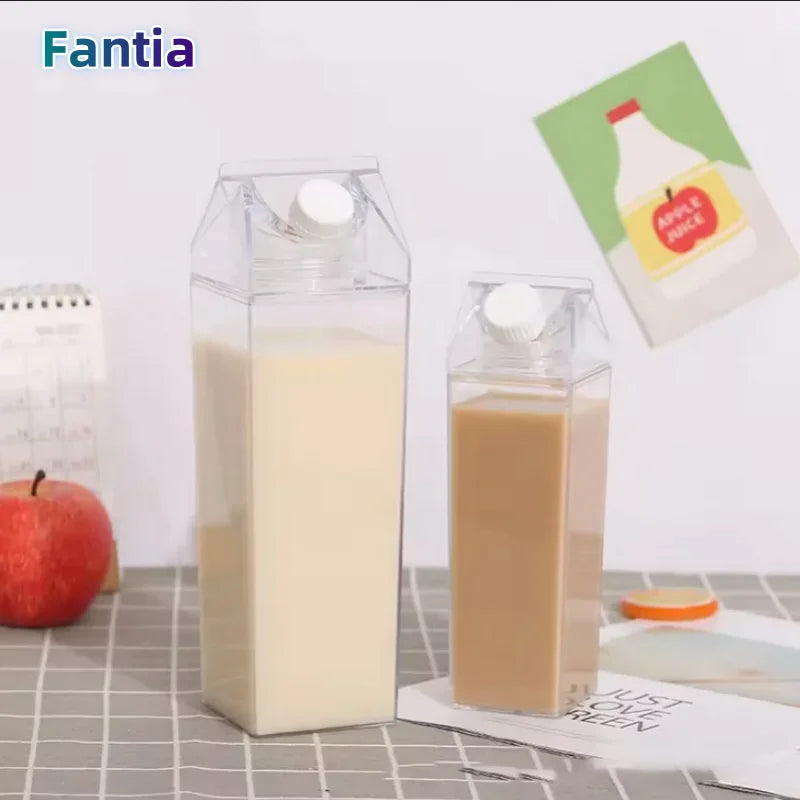 Fantia Clear Milk Carton Water Bottle Reusable Juice Box Container