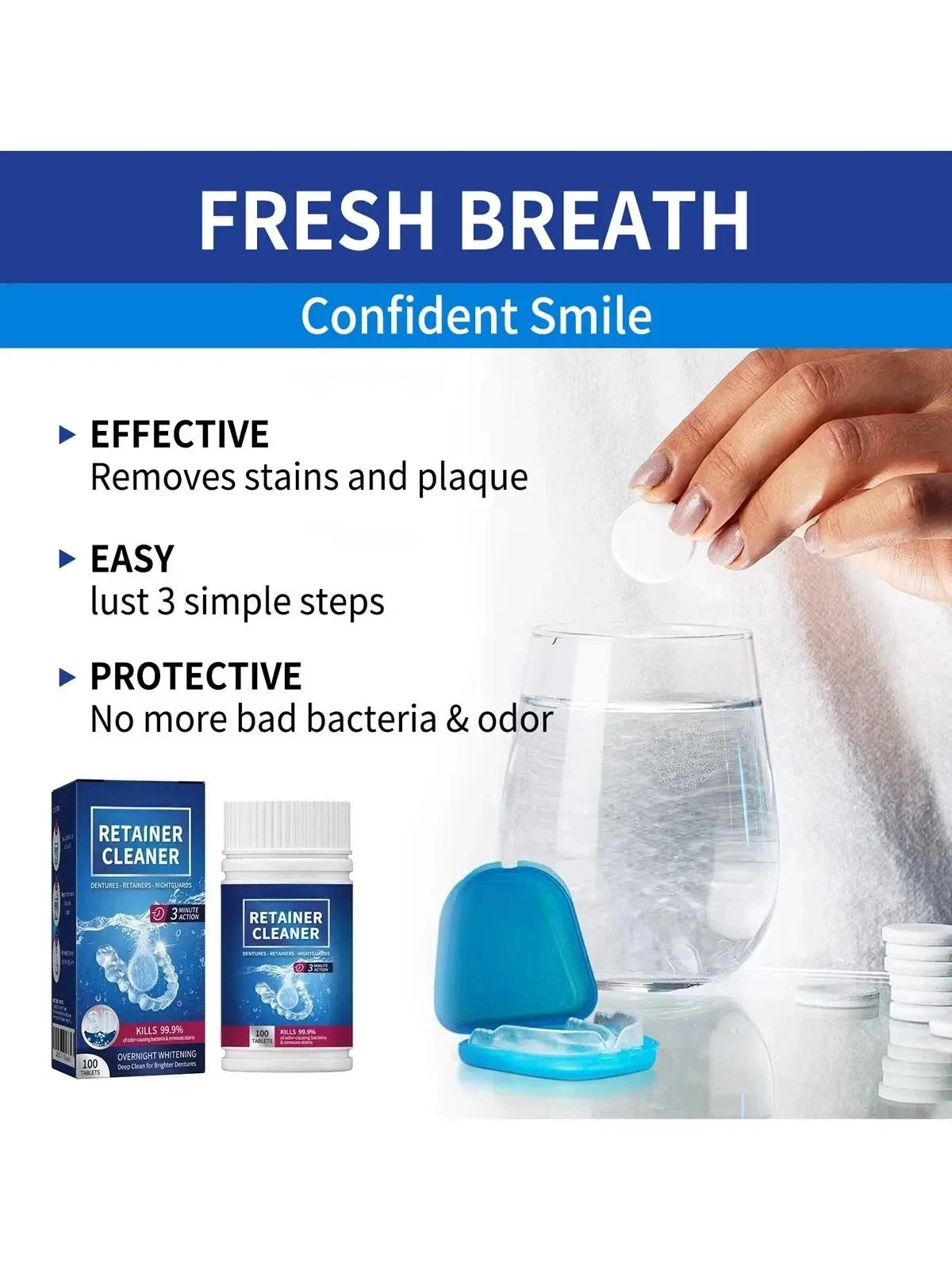 Denture Cleaner Tablets False Teeth And Retainer Cleaner - 5